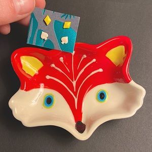 Fox Trinket/Jewelry Tray & Earrings